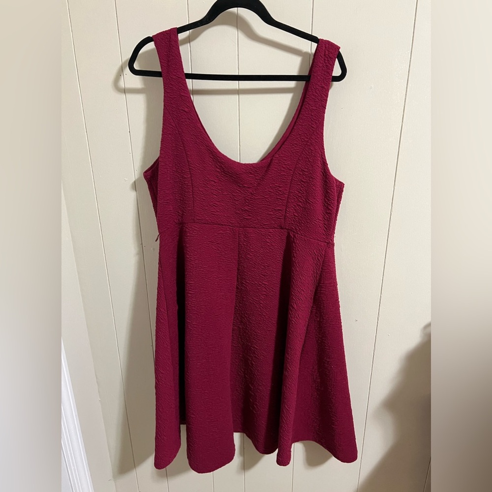 Torrid plus 2 2x 18/20 red burgundy stretch tank skater dress summer sundress - Picture 4 of 4